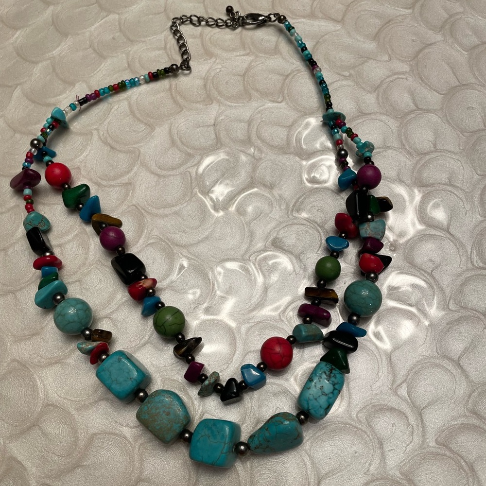 ❄️Necklace Double Strand‎ Multi-Color - Picture 3 of 3